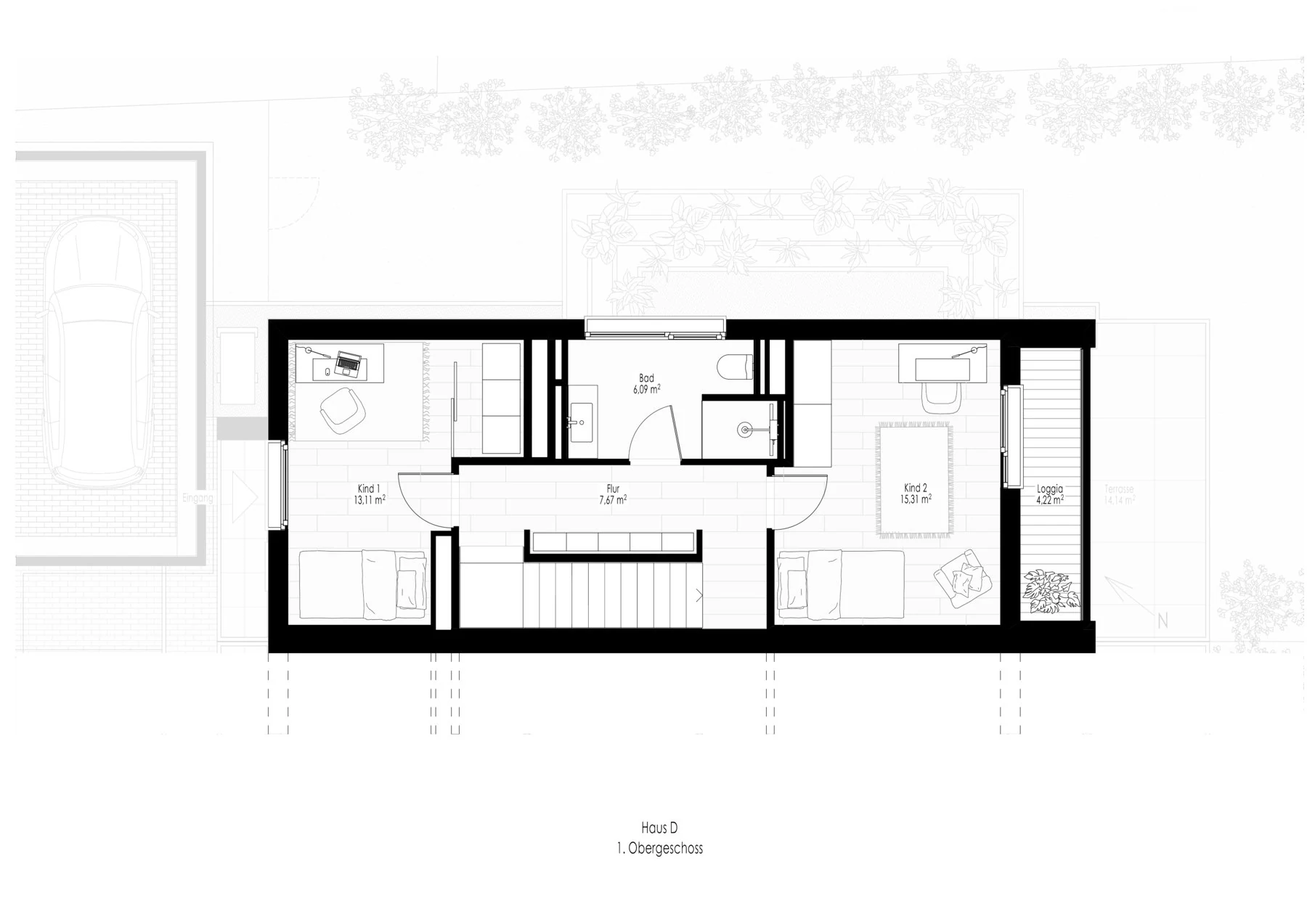 Grundriss Obergeschoss Haus&nbsp;D